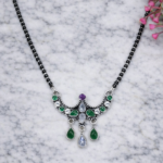 Elegant Silver Cutstone Oxidise Mangalsutra