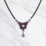 Serenity Silver Oxidized Cutstone Mangalsutra