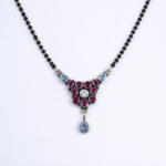Serenity Silver Oxidized Cutstone Mangalsutra