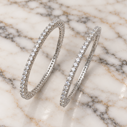 Radiant Beauty: Women's Sterling Silver Kangan with Sparkling Gemstones