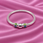 Cherished Silver Kids' Kada with Traditional Accents