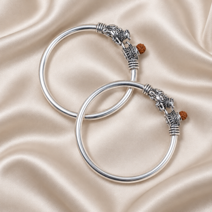 Divine Silver Kids Kada with Lord Shiva Engraving