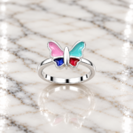 Whimsical Wings: Kids' Silver Butterfly Ring