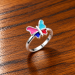 Whimsical Wings: Kids' Silver Butterfly Ring