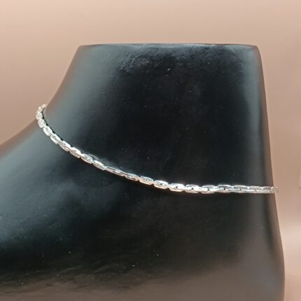 Silver Payal with Black Bead Accents