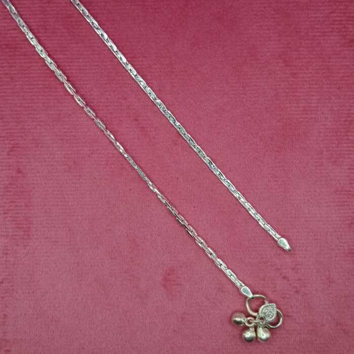 Silver Payal with Black Bead Accents