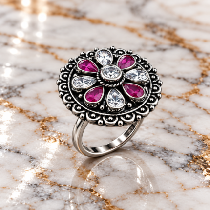 Radiant Bloom: Sterling Silver Ring