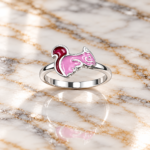 Playful Pals: Kids' Silver Rabbit Face Ring