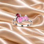 Playful Pals: Kids' Silver Rabbit Face Ring