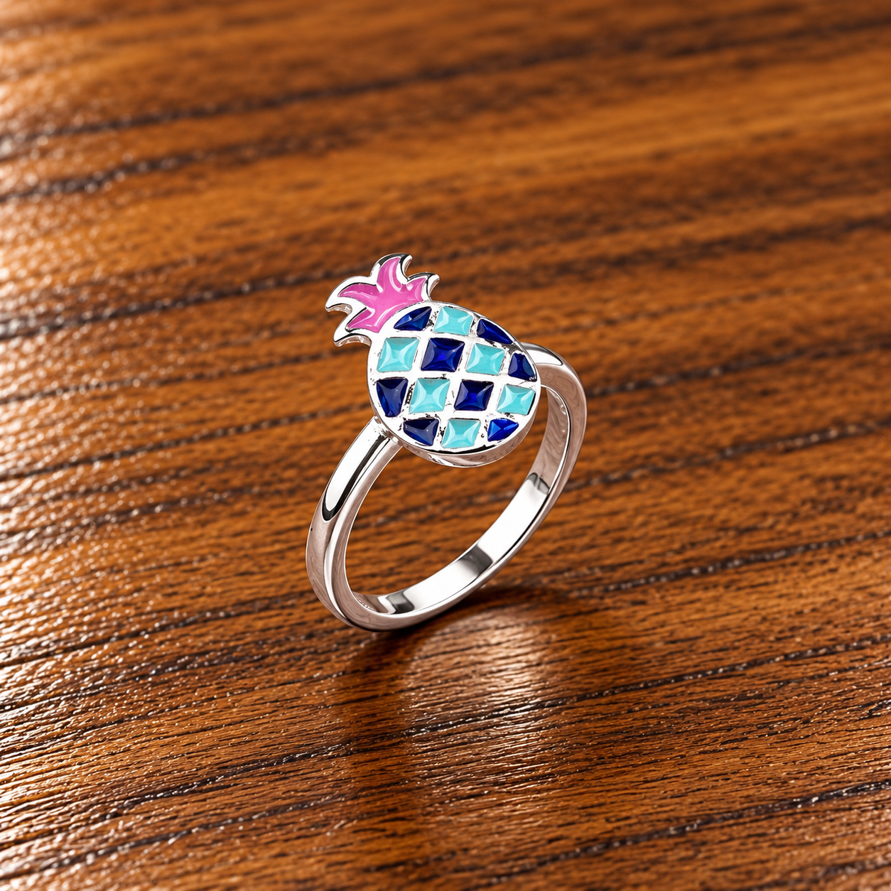 Polished Pineapple Charm Ring Magical Moonlight: Kids' Silver Ring