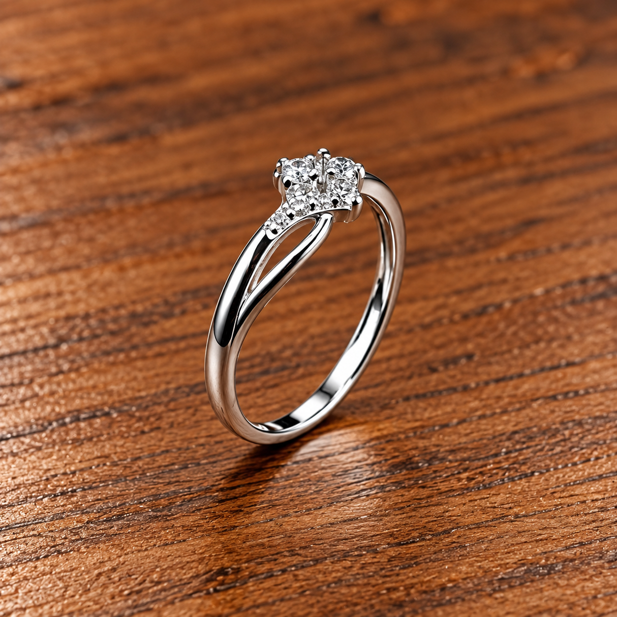 Sparkling Crossover Diamond Ring Ethereal Glow: Sterling Silver Ring