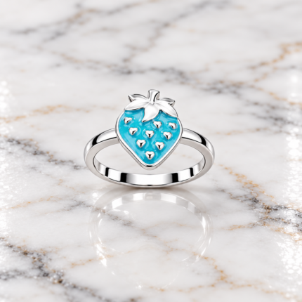 Sweetberry Sparkle: Kids' Silver Strawberry Ring