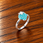 Sweetberry Sparkle: Kids' Silver Strawberry Ring
