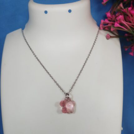 Enchanting Silver Pendant with Pink Gemstone