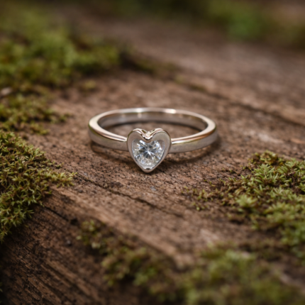 Heartfelt Elegance: Silver Free Size Ring with Delicate Heart Detail