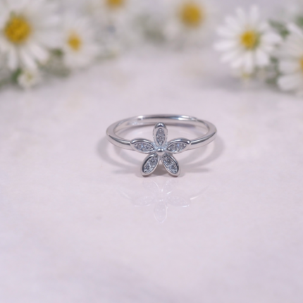 Floral Splendor: Sterling Silver Adjustable Flower Ring
