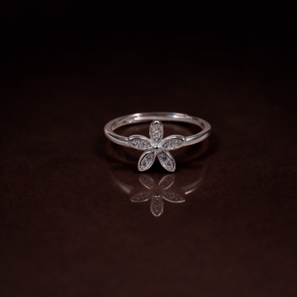 Floral Splendor: Sterling Silver Adjustable Flower Ring