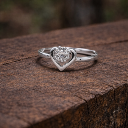 Heartfelt Elegance: Trendy Free-Size Silver Ring