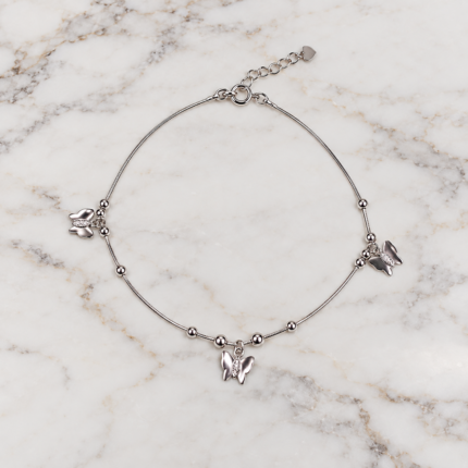 Fluttering Beauty: Sterling Silver Butterfly Anklet