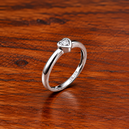 Sterling Silver Heart-Shaped Ring: Modern Elegance