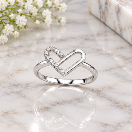 Eternal Love: Trendy Free-Size Silver Ring with Heart