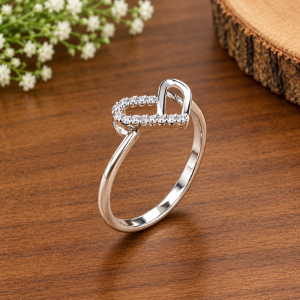 Eternal Love: Trendy Free-Size Silver Ring with Heart