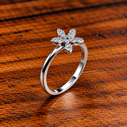 Floral Splendor: Sterling Silver Adjustable Flower Ring