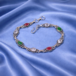 Radiant Allure: Sterling Silver Cut Stone Bracelet