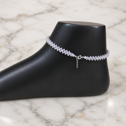 Pink Beads, Silver Payal: A Harmony of Elegance and Grace