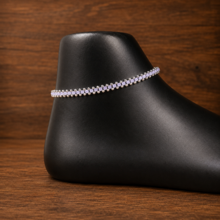 Pink Beads, Silver Payal: A Harmony of Elegance and Grace