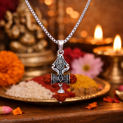 Divine Fusion: Silver Rudraksha Pendant