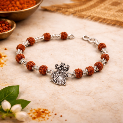 Divine Love: Rudraksha Bracelet with Radha Krishna Piece