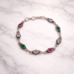 Radiant Allure: Sterling Silver Cut Stone Bracelet