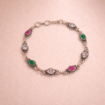 Radiant Allure: Sterling Silver Cut Stone Bracelet