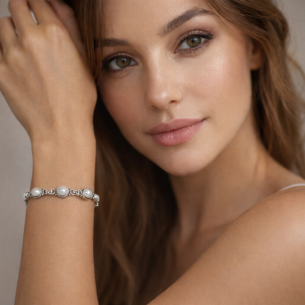 Elegance in Pearls: Sterling Silver Moti Bracelet