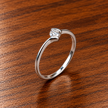 Solitaire Brilliance: Sterling Silver Elegance Ring