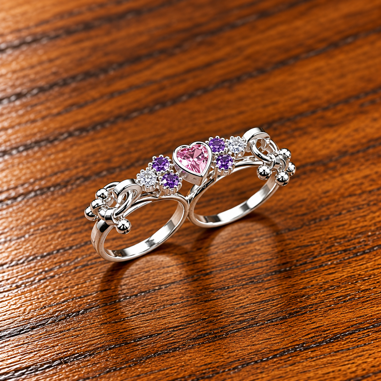 Ornate Pink Heart Double Ring (1) The Silver Ring Quest: A Magical Journey for Kids