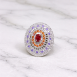 Celestial Sparkle: Silver Moon and Star Ring