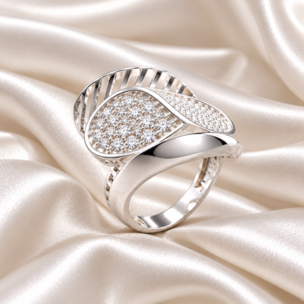 Stellar Cascade: Silver Celestial Ring