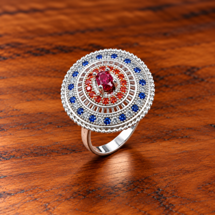Celestial Sparkle: Silver Moon and Star Ring