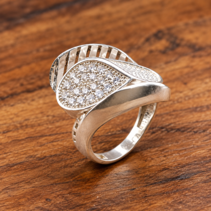Stellar Cascade: Silver Celestial Ring