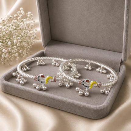 Moonlit Elegance: Sterling Silver Leg Kada
