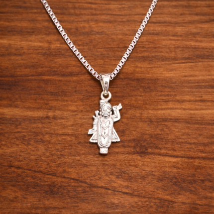 Divine Radiance: Silver Shrinathji Pendant