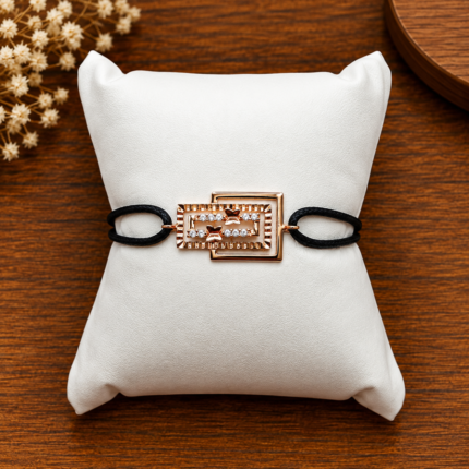 edit rosegold bracelet with wooden background with 1:1 format with white pouch