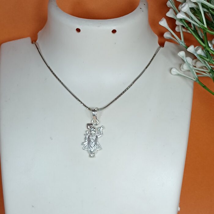 Divine Radiance: Silver Shrinathji Pendant (Without Chain)