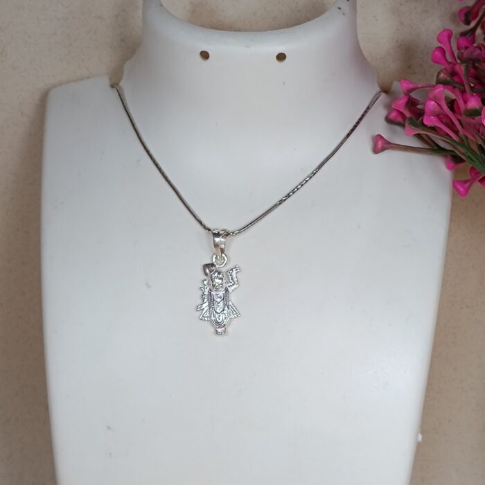 Divine Radiance: Silver Shrinathji Pendant (Without Chain)