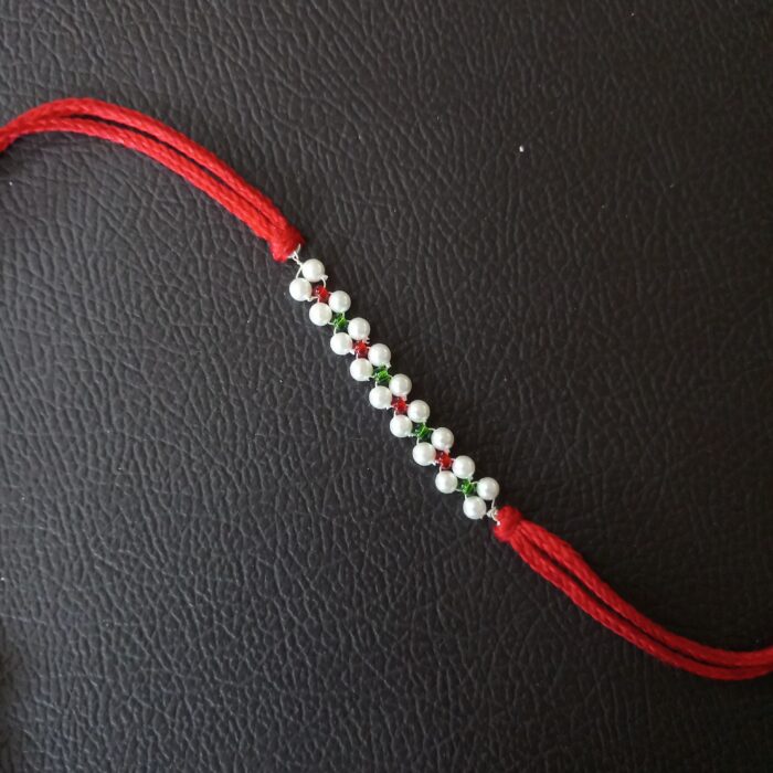 Shimmering Silver Beads Rakhi