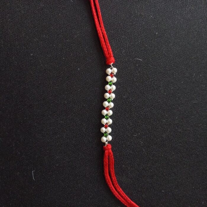 Shimmering Silver Beads Rakhi