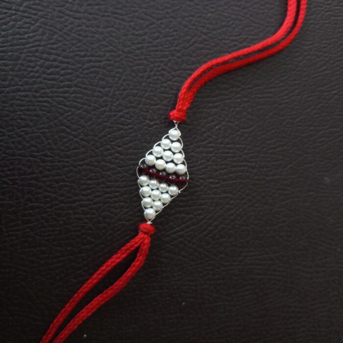 Radiant Silver Beads Rakhi