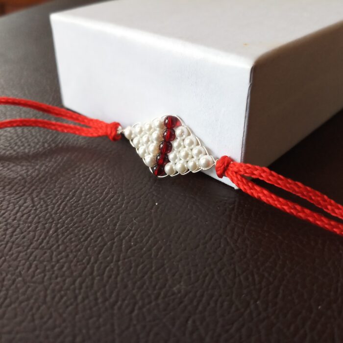 Radiant Silver Beads Rakhi